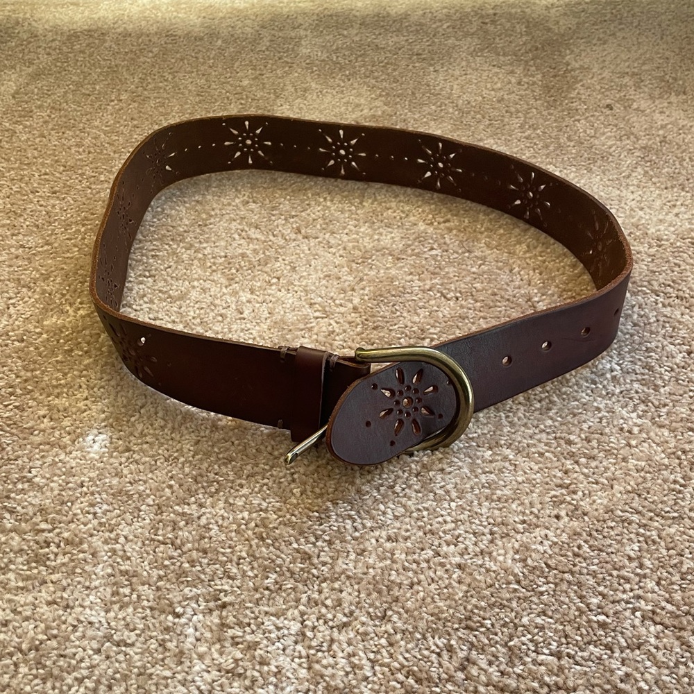 Lucky brand brown leather belt with gold buckle